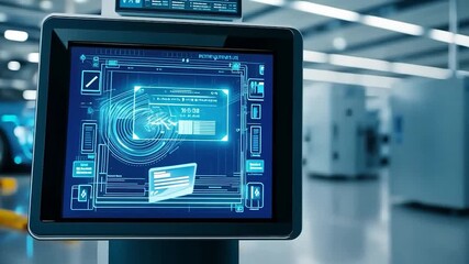 Interactive touchscreen display with futuristic interface - Powered by Adobe