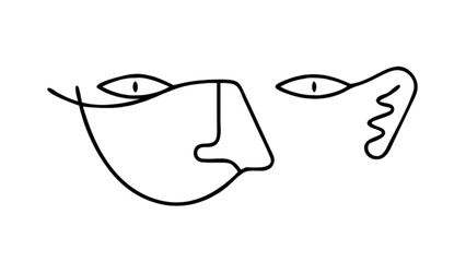 Abstract minimalist line art face drawing vector illustration simple modern portrait design concept graphic