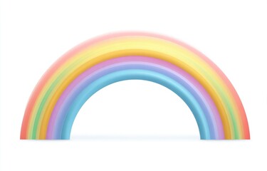 Fototapeta premium Pastel rainbow arch on a white background. A soft, rounded rainbow with pastel colors. The colors blend smoothly. Visually appealing and cheerful