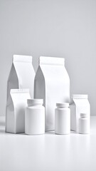 Blank white packaging mockups