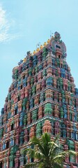 The grand Kalayarkoil Temple from Sivaganga, tamilnadu, showcases its vibrant and intricately...