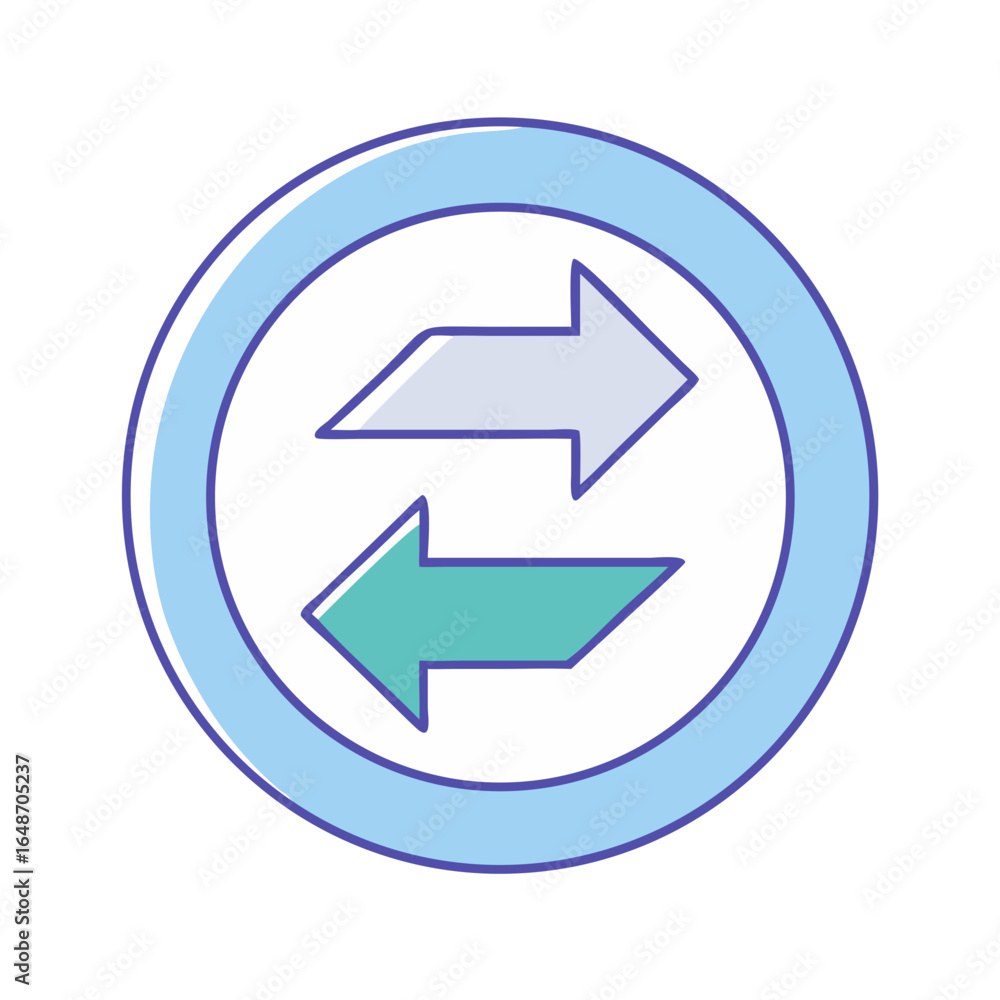 Aufkleber circular diagram showing a reversible process with two arrows, one going each direction