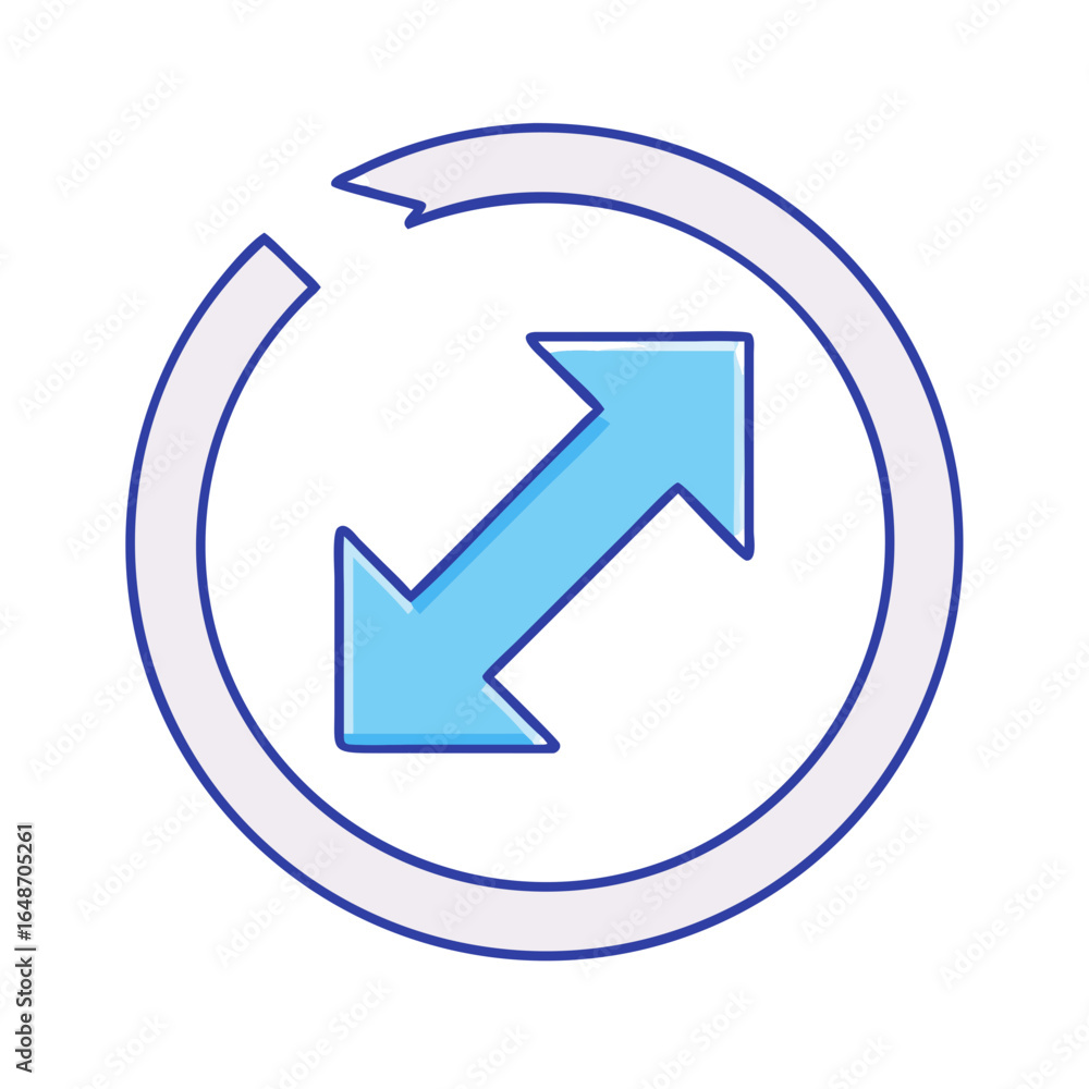 Poster synchronization process represented by arrows inside a circular recycling graphic