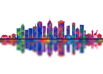 Nairobi Kenya Skyline. Cityscape Skyscraper Buildings Landscape City Downtown Abstract Landmarks Travel Background Modern Art