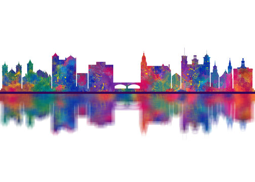 Nashua New Hampshire Skyline. Cityscape Skyscraper Buildings Landscape City Downtown Abstract Landmarks Travel Background Modern Art