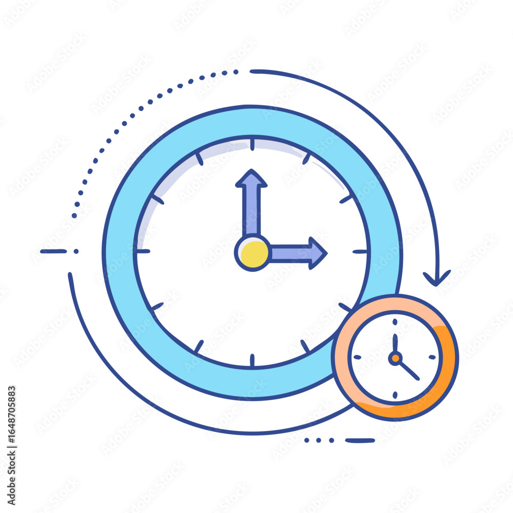 Poster conceptual illustration of time management showing deadlines, timelines and project completion cycle