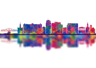Obraz premium New Bedford Massachusetts Skyline. Cityscape Skyscraper Buildings Landscape City Downtown Abstract Landmarks Travel Background Modern Art