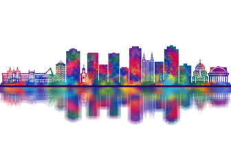 Fototapeta premium Novosibirsk Russia Skyline. Cityscape Skyscraper Buildings Landscape City Downtown Abstract Landmarks Travel Background Modern Art