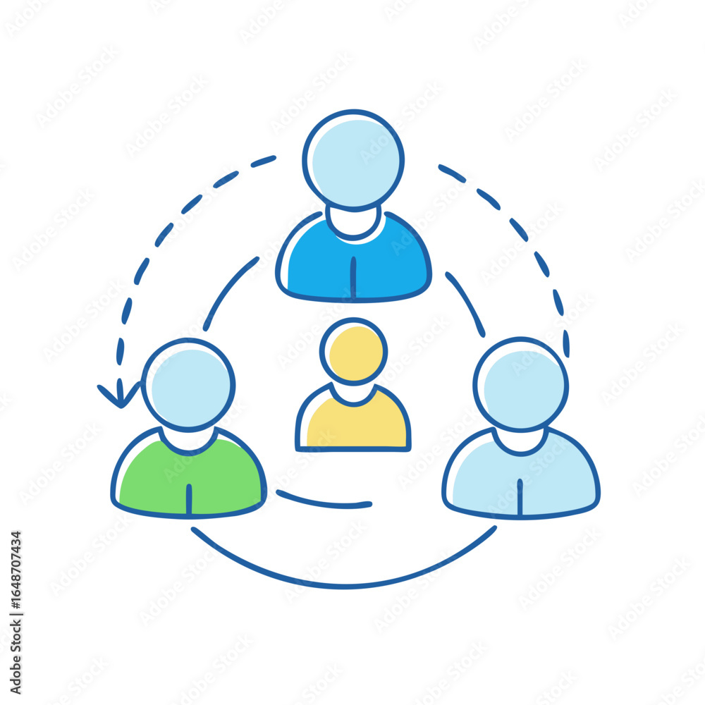 Poster workflow cycle communication for successful project management and teamwork collaboration among peop