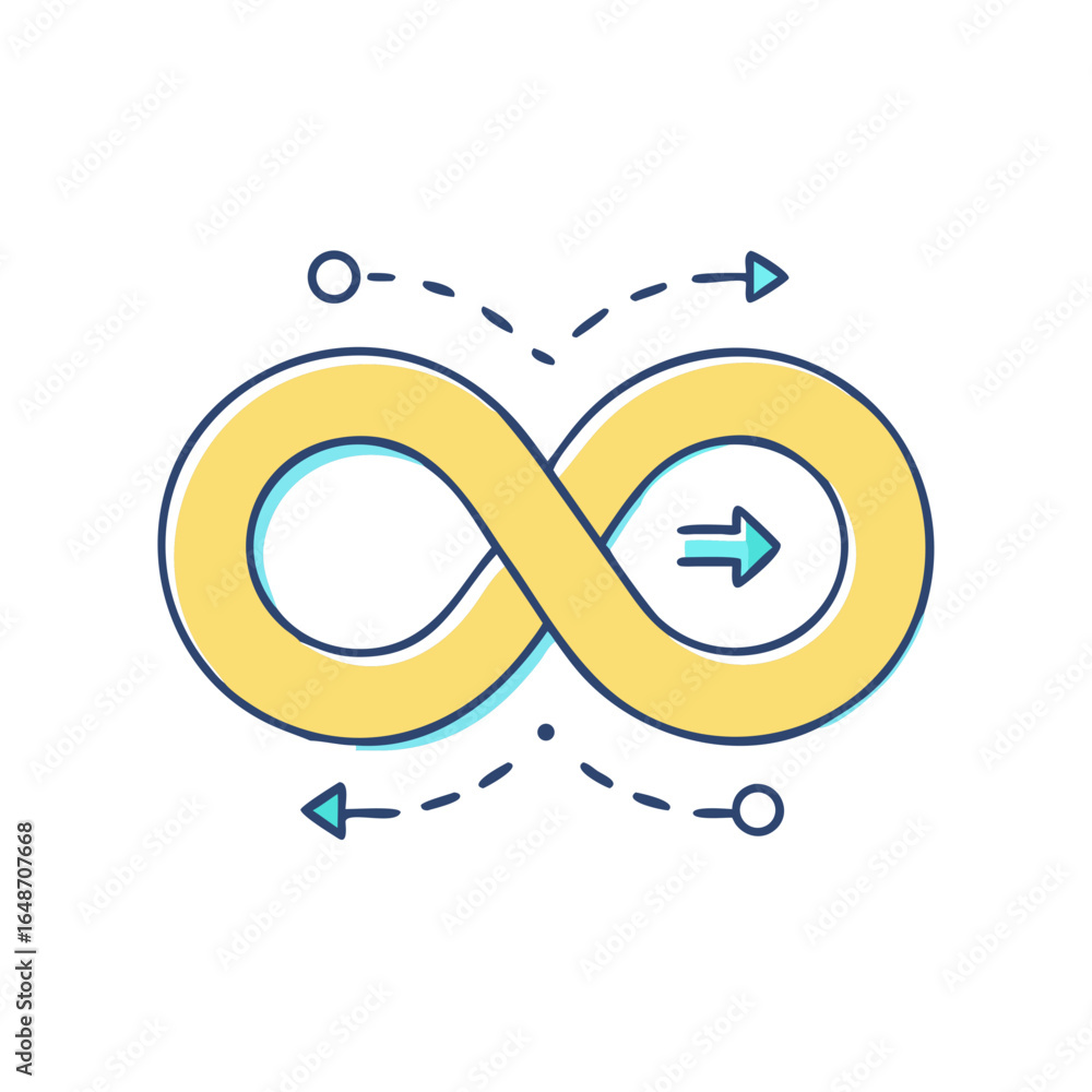 Poster infinity loop illustration with arrows representing a continuous cycle or process