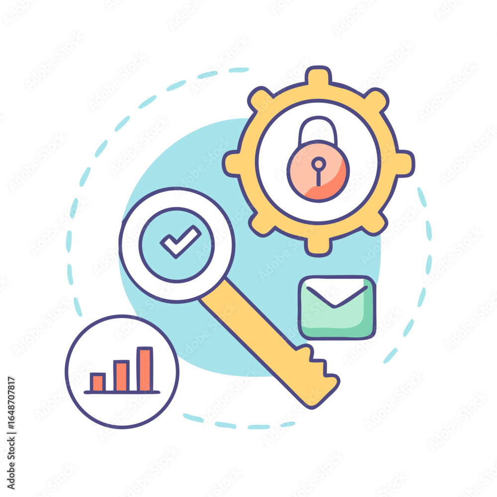 Poster security settings and data analysis vector illustration suitable for business