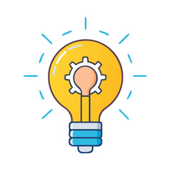 A bright lightbulb illuminates a gear suggesting innovation and new ideas