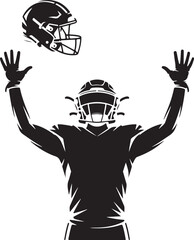 Football player reaches for helmet in silhouette illustration