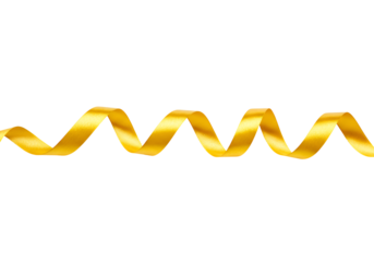 Golden ribbon flowing in a smooth wave across a sleek black background for elegant decoration or