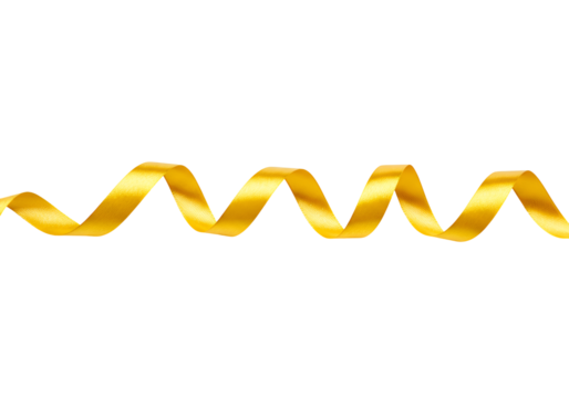 Golden ribbon flowing in a smooth wave across a sleek black background for elegant decoration or