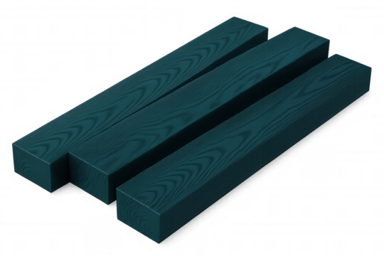 Weathered teal wooden planks displaying natural grain texture, arranged horizontally against pristine transparent surface