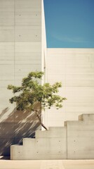 Obraz premium Large building wall in summer architecture outdoors plant.