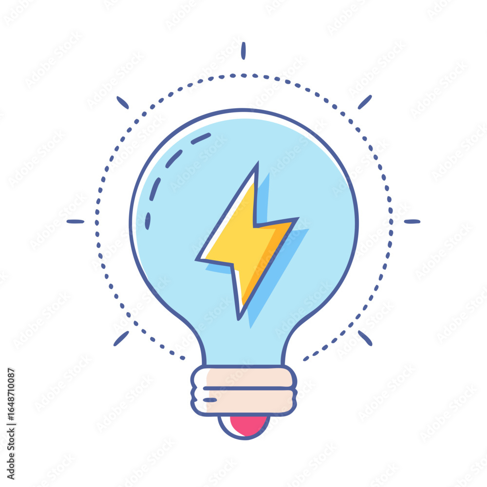 Aufkleber light bulb with lightning bolt inside representing an idea or innovation