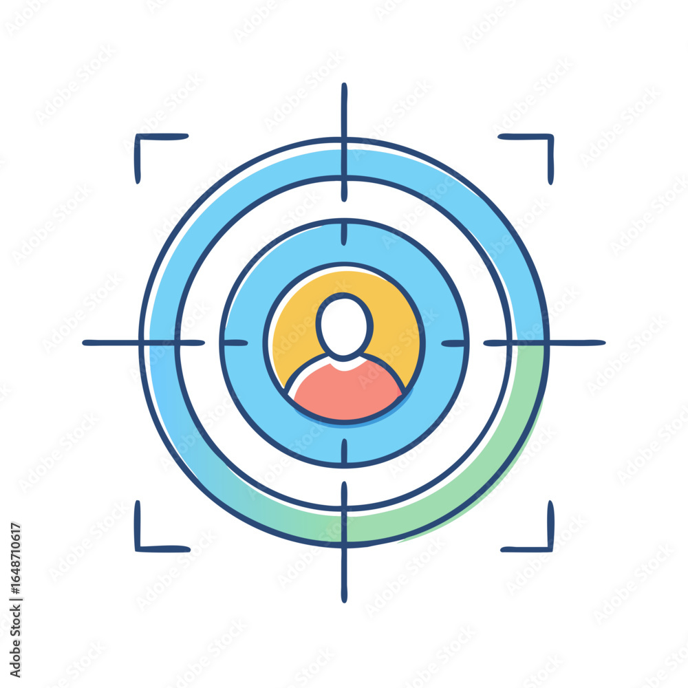 Aufkleber focused person in target, representing market segmentation and customer targeting strategies