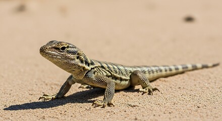 Striped desert lizard basking under the sun capturing the essence of wildlife exploration