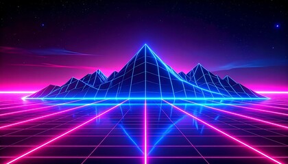 Retro Cyberpunk Synthwave Landscape