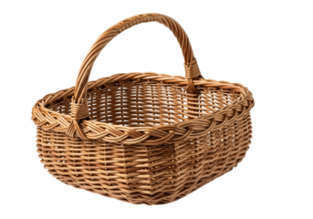 Handcrafted wicker basket with a sturdy handle and intricate weaving for storage and decoration