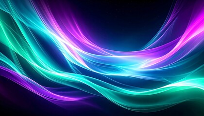 Fototapeta premium Abstract Glowing Waves of Neon Light on Dark Background