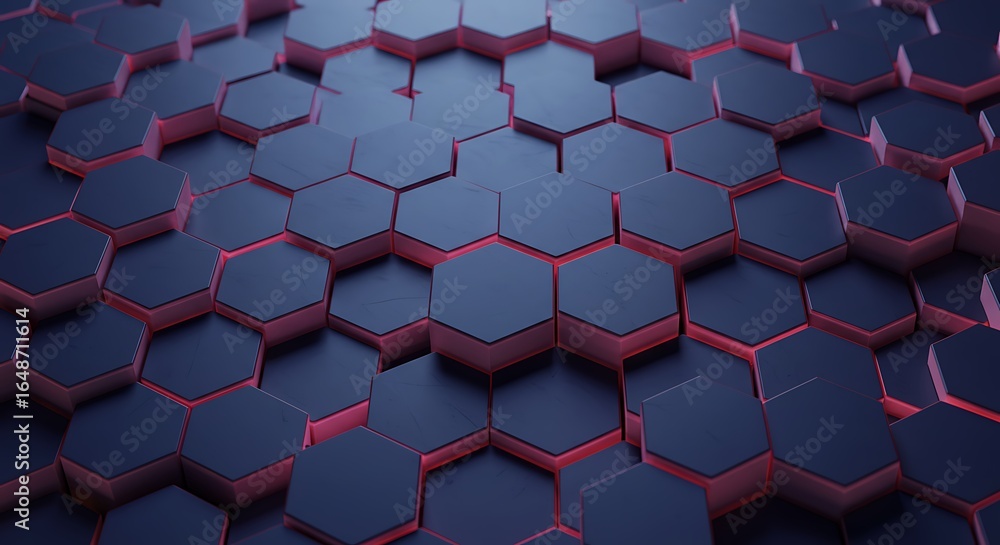 Poster abstract hexagonal pattern dark geometric design with red highlights