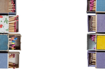 old matchbox moving horizontally on white background