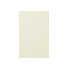 A pristine, blank, unused off-white mainframe punch card on a transparent isolated background, top-down with precise studio lighting, high contrast, concept of computing history.