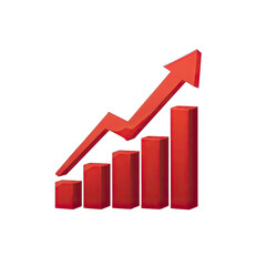 Red graph chart with upward trend