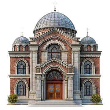 Front view of the Bevis Marks Synagogue isolated on a white transparent background