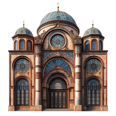Obraz premium Front view of the Dohány Street Synagogue isolated on a white transparent background 