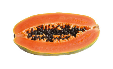 papaya fruit halved isolated on white background