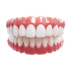 Obraz premium Healthy Human Teeth and Gums 3D Render Close Up White Background Perfect for Dental Healthcare