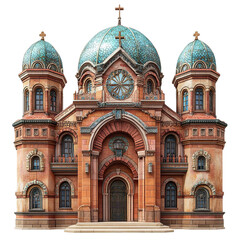 Obraz premium Front view of the Old New Synagogue isolated on a white transparent background