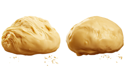 Uncooked raw dough with soft texture and baking preparation details isolated on white background
