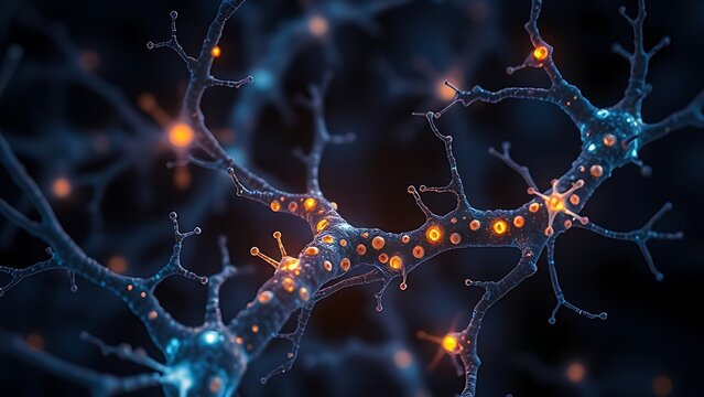 Microscopic glowing neuron receptors shaped like celestial gates clearing amyloid plaques.