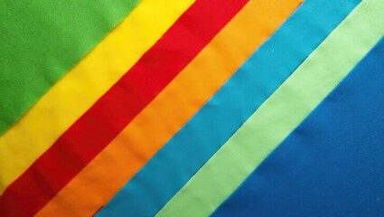 Colorful fabric stripes arranged in diagonal lines.