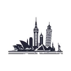 Fototapeta premium Vector cityscape silhouette of famous European landmarks