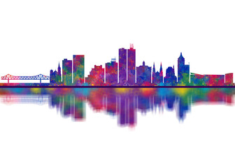 Fototapeta premium Peoria Illinois Skyline. Cityscape Skyscraper Buildings Landscape City Downtown Abstract Landmarks Travel Background Modern Art