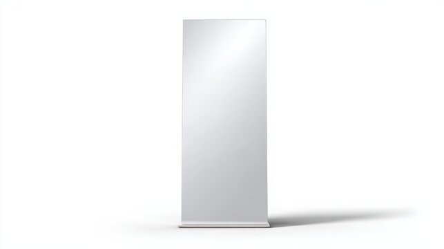 Full length rectangular mirror on a stand isolated on white background perfect for interior design or home decor mockups