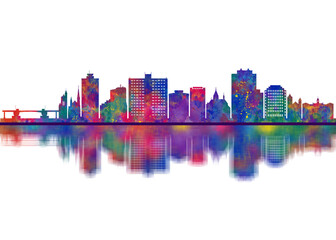 Fototapeta premium Portland Maine Skyline. Cityscape Skyscraper Buildings Landscape City Downtown Abstract Landmarks Travel Background Modern Art