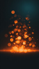 Abstract display of glowing orange bokeh lights creating a warm atmosphere in darkness
