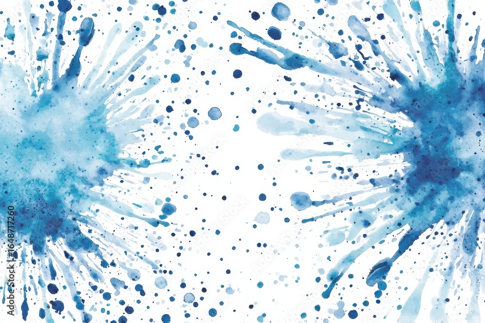 Aufkleber abstract watercolor splashes in blue tones creating a dynamic and vibrant backdrop