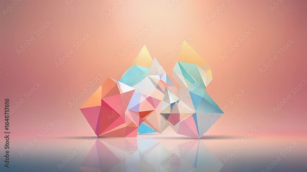 Poster abstract geometric composition of colorful triangular shapes on smooth surface