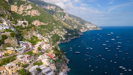 Aerial View of Colorful Clifftop Village of Positano, Italy