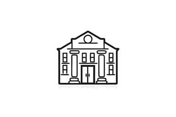 Minimalist Architecture Building with Columns on White Background