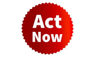 Act Now Red Authentic sticker design, stamp, labels on vector web shopping stickers isolated on PNG or Transparent Background
