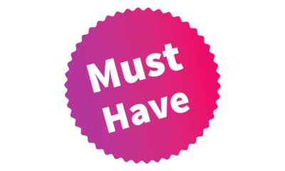 Must Have Pink Authentic sticker design, stamp, labels on vector web shopping stickers isolated on PNG or Transparent Background